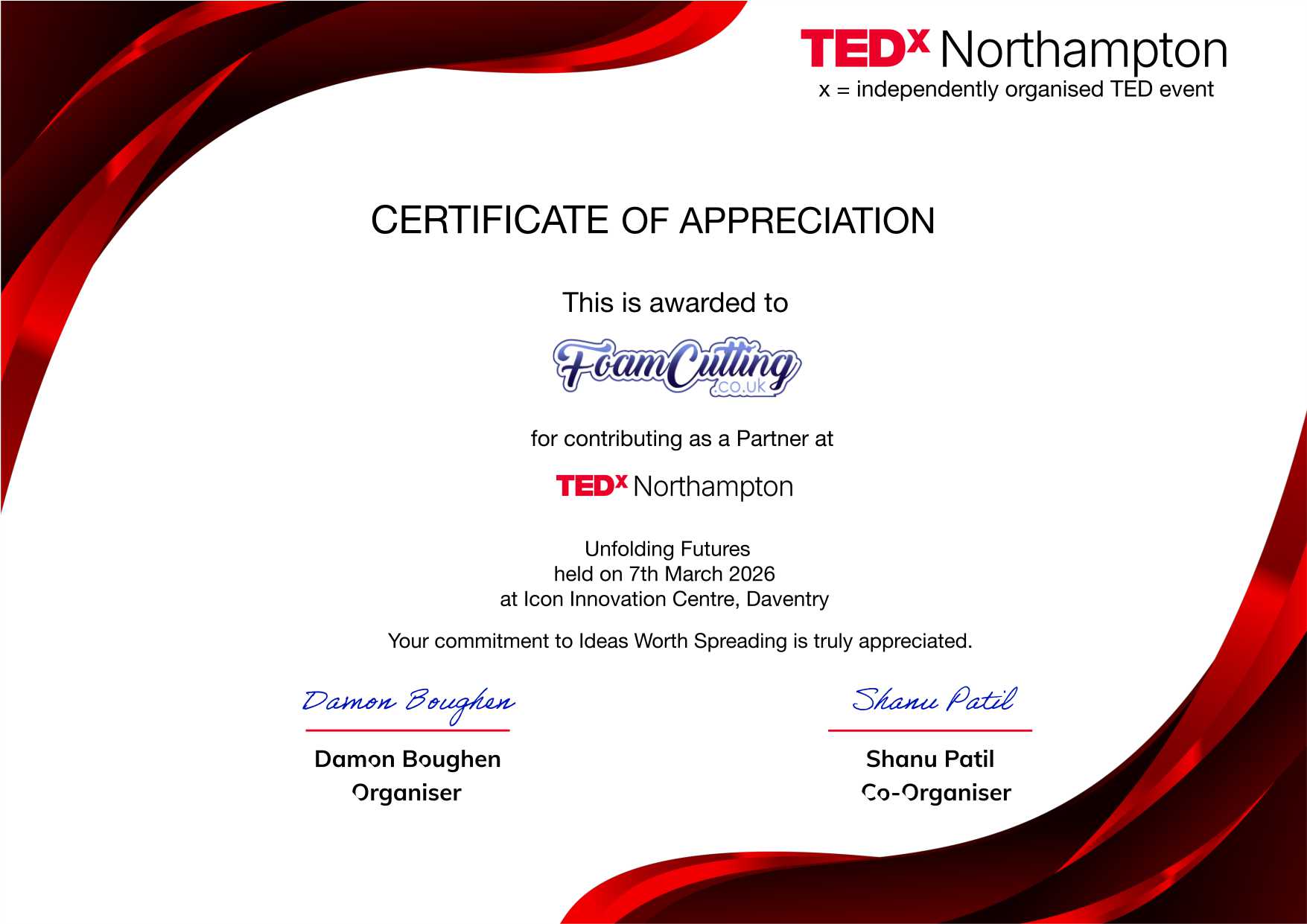 CERTIFICATE OF APPRECIATION