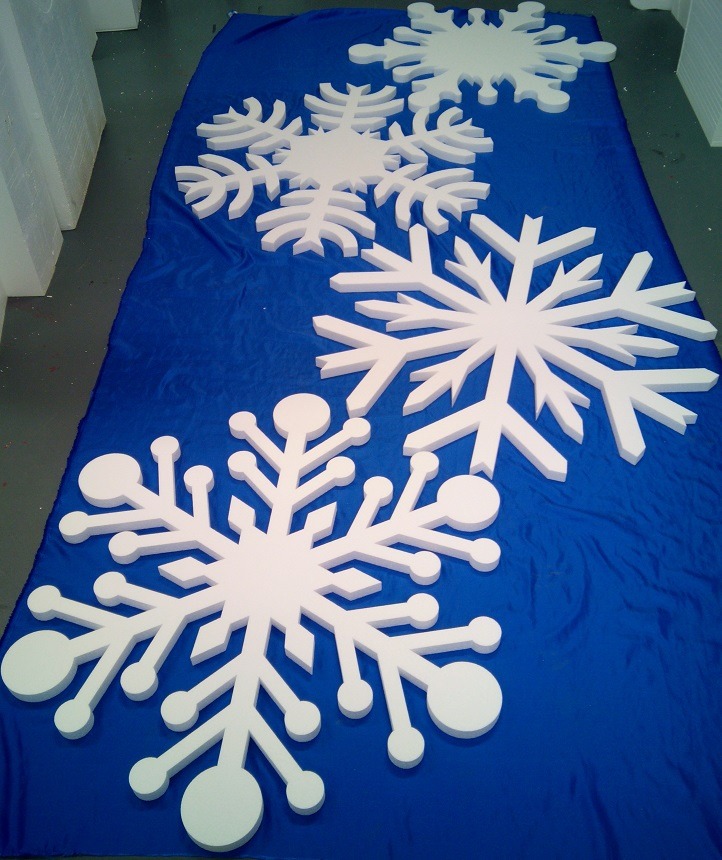large polystyrene snowflakes